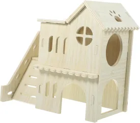 1 Set Hamster Hideout House with Ramp Natural Multi Chamber Hut for Small Animals for Hamsters Gerbils Mice and Other Pets Safe and Stimulating Environment