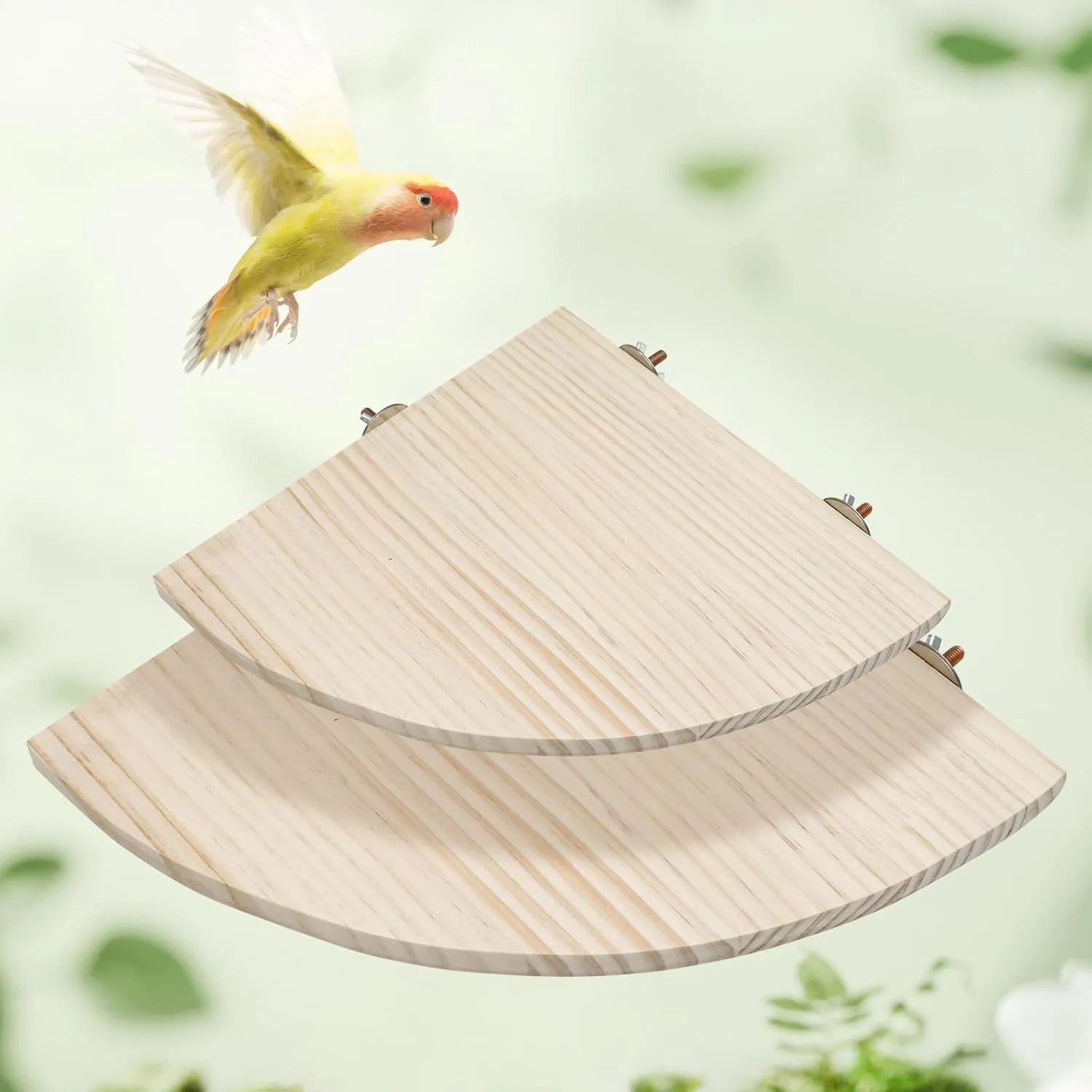 11.8  11.8 Inches Large Bird Perch Stand Platform, Natural Wooden Small Animals Cage Accessories, Rectangle Stand Perch Shelf for Parrot Parakeet Cockatiel Rat Hamster Guinea Pig Conure Chinchillas