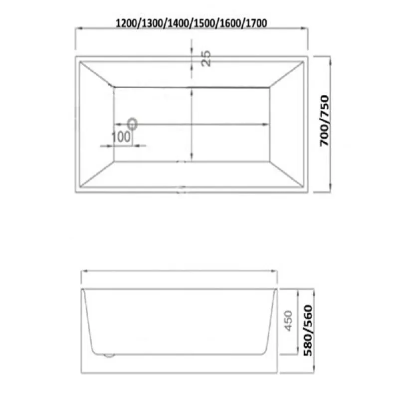 1300 mm Square Multi-fit Freestanding Bath Tub