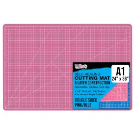 24" x 36" Pink/Blue Professional Self Healing 5-Ply Double Sided Durable Non-Slip Cutting Mat Great for Scrapbooking Quilting Sewing Arts & Crafts