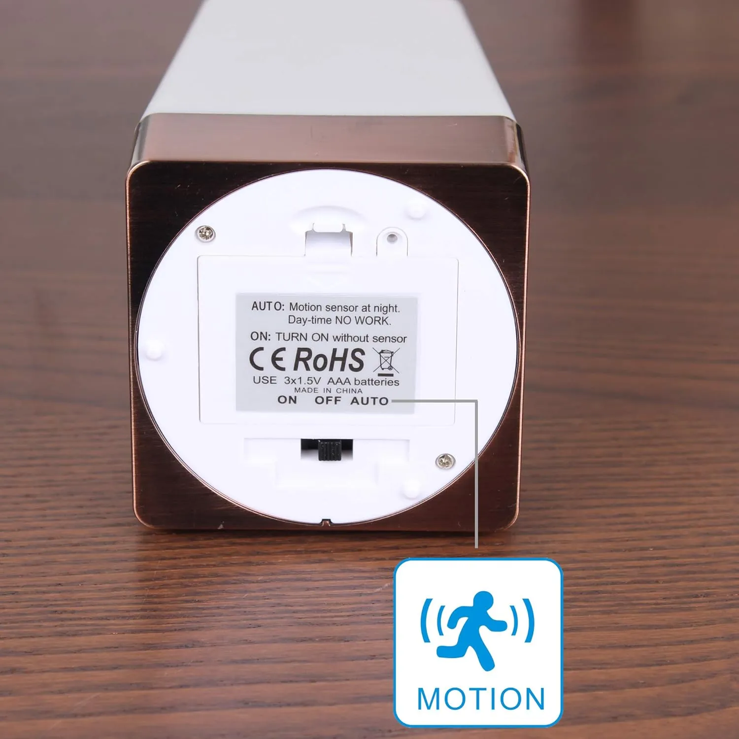 2pack Square Retro LED Night Light,Bedside Lamp with Wireless PIR LED Motion Sensor Night Light, Battery Powered Light for Living,Bedroom,Bathroom,Hallway,Kitchen