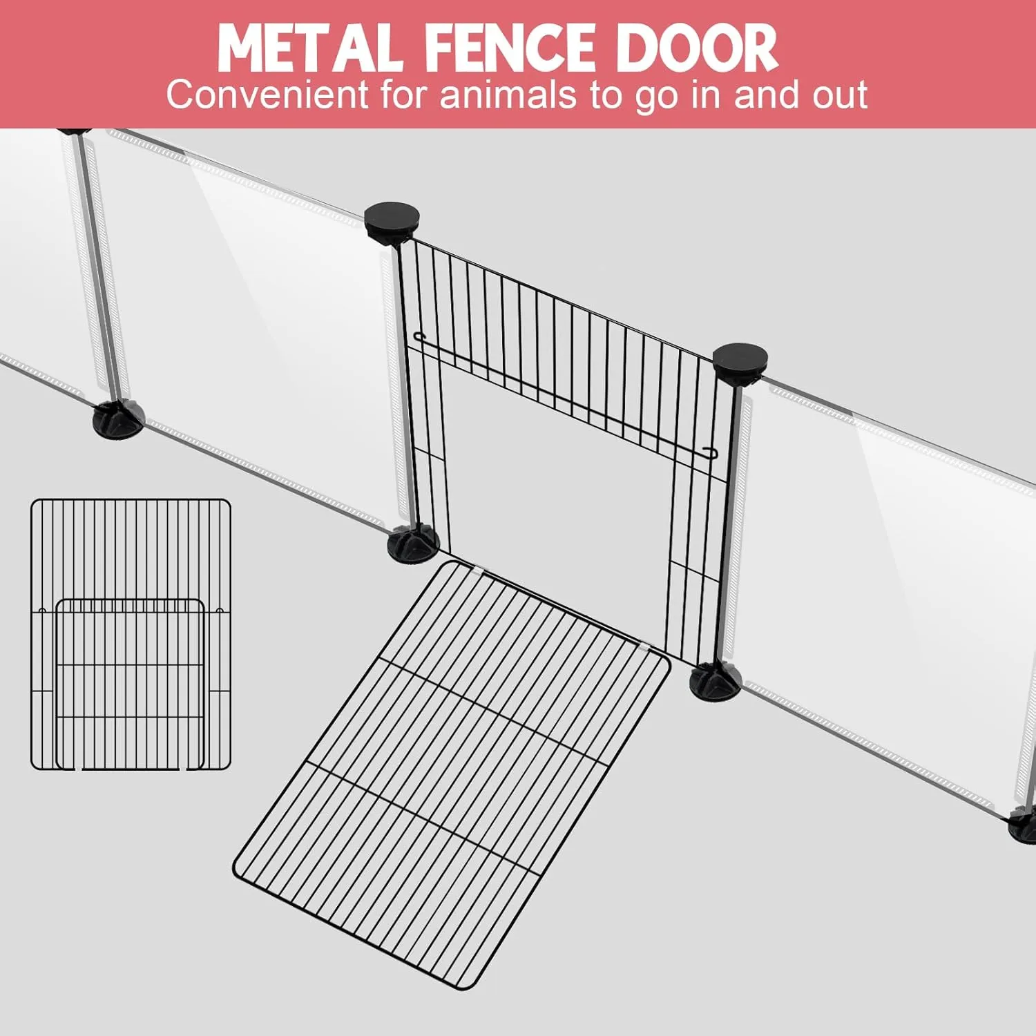 32 Panels Small Animals Playpen,Transparent Playpen with Waterproof Mat, Plastic Enclosure,Puppy Play Pen for Chicken,Pet Fence for Guinea Pigs,Bunny,Ferrets,Hamsters,Hedgehogs for Indoors Outdoor