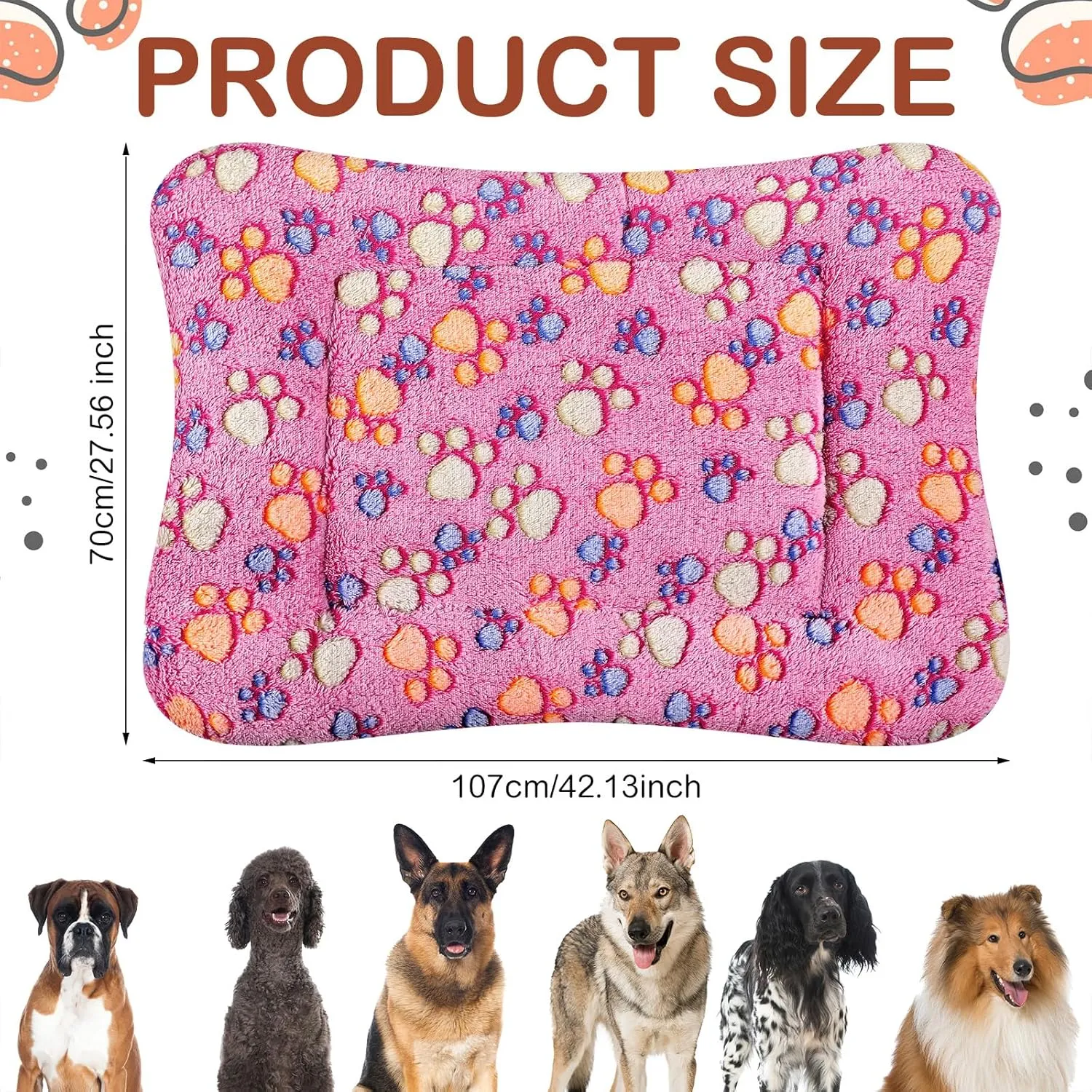 4 Pack Ultra Soft Dog Cat Bed Mat with Cute Prints Reversible Fleece Dog Crate Kennel Pad Cozy Washable Thickened Hamster Guinea Pig Pet Bed Mat for Small Animals(42 x 28 Inches,Vivid Color)