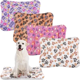 4 Pack Ultra Soft Dog Cat Bed Mat with Cute Prints Reversible Fleece Dog Crate Kennel Pad Cozy Washable Thickened Hamster Guinea Pig Pet Bed Mat for Small Animals(42 x 28 Inches,Vivid Color)