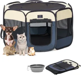 A4Pet Portable Dog Playpen for Small Dogs, 27" Foldable Small Pet Playpen for Puppy/Cat/Rabbit/Chick, Indoor Cat Playpen with Waterproof Bottom & Removable Zipper