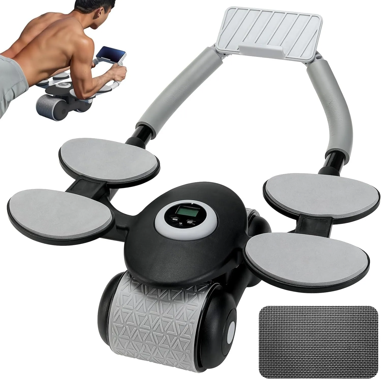 Ab Roller Wheel Automatic Rebound with 4 Elbow Supports