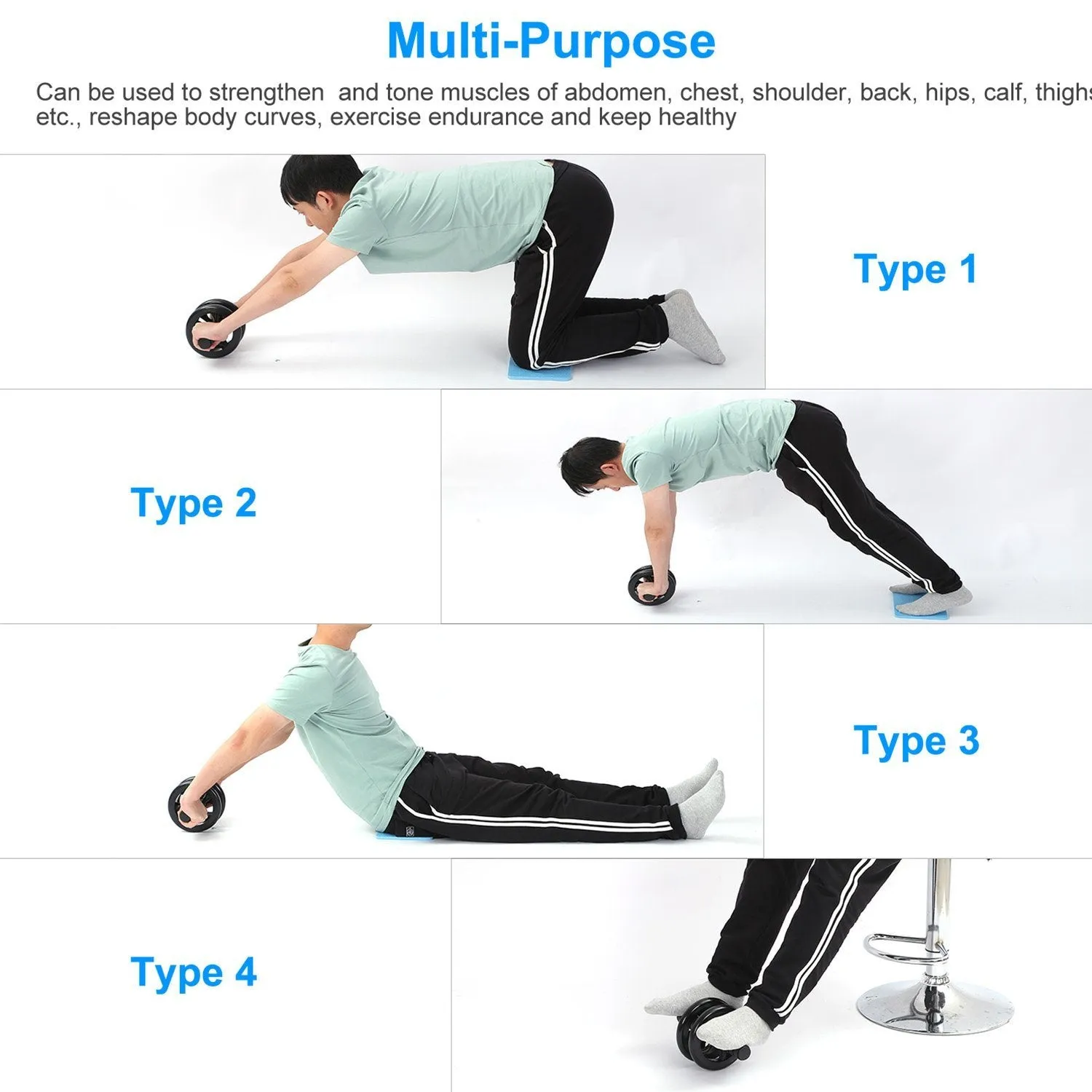Ab Roller Wheel Fitness Exercise with Knee Pads