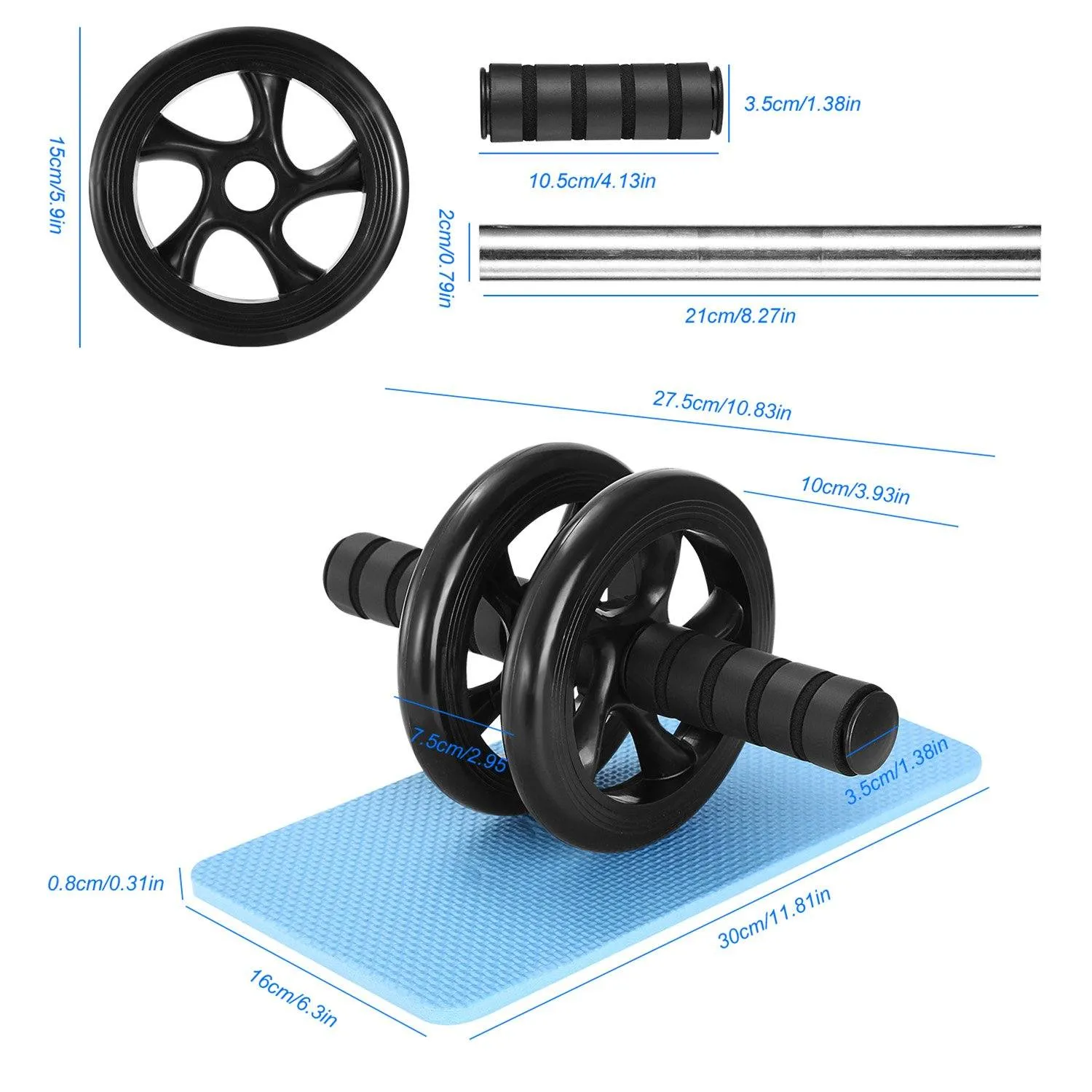 Ab Roller Wheel Fitness Exercise with Knee Pads