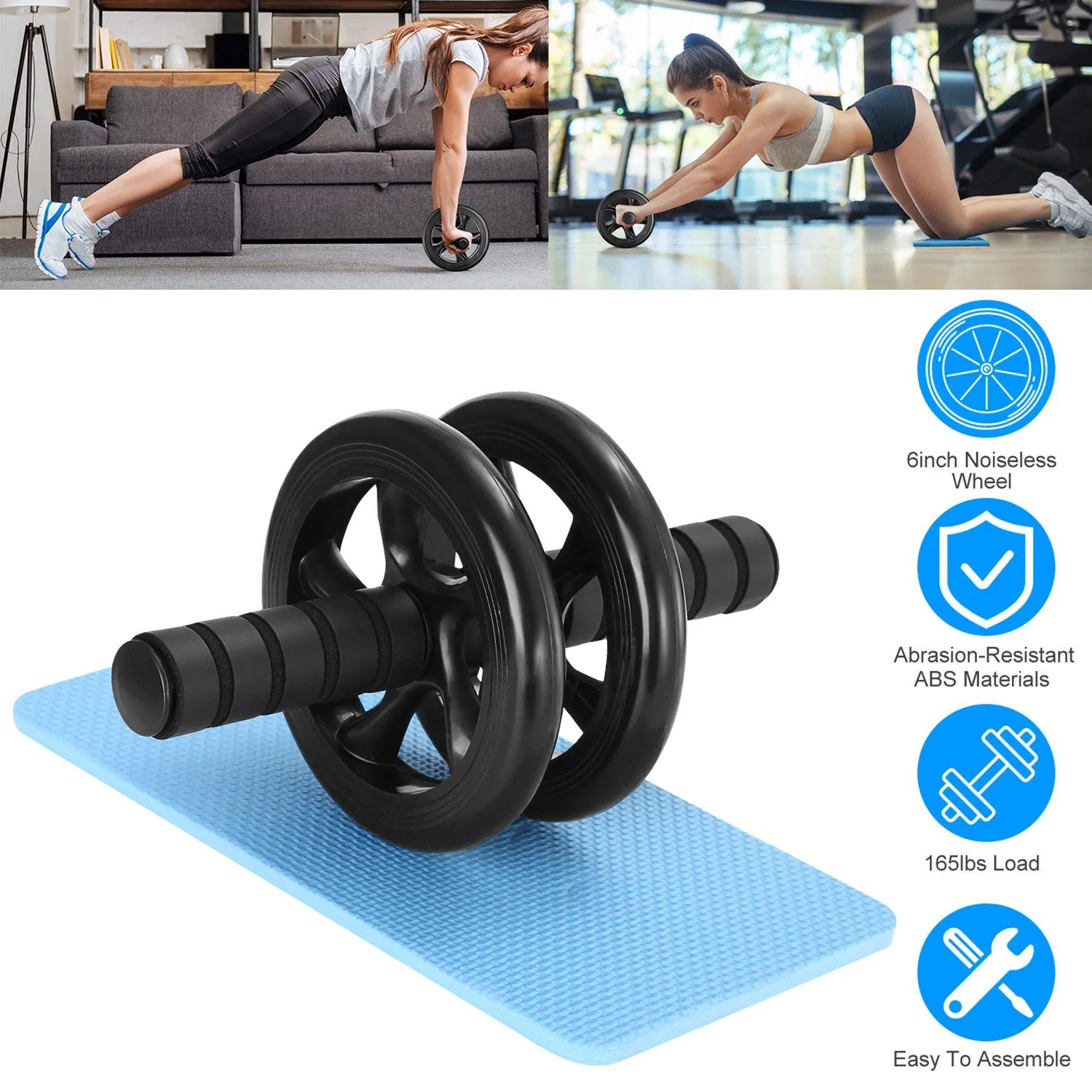 Ab Roller Wheel Fitness Exercise with Knee Pads
