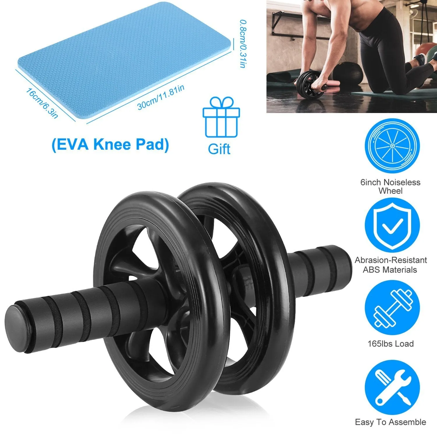 Ab Roller Wheel Fitness Exercise with Knee Pads