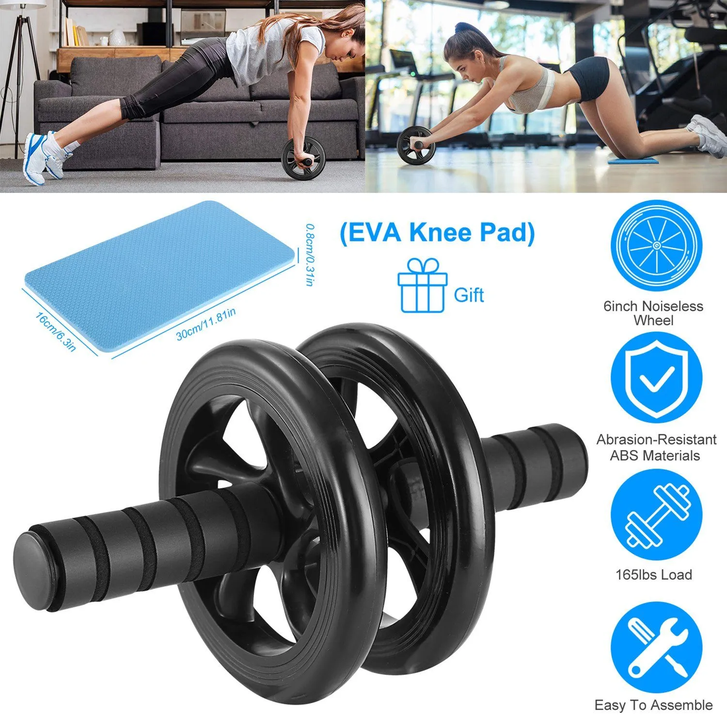 Ab Roller Wheel Fitness Exercise with Knee Pads