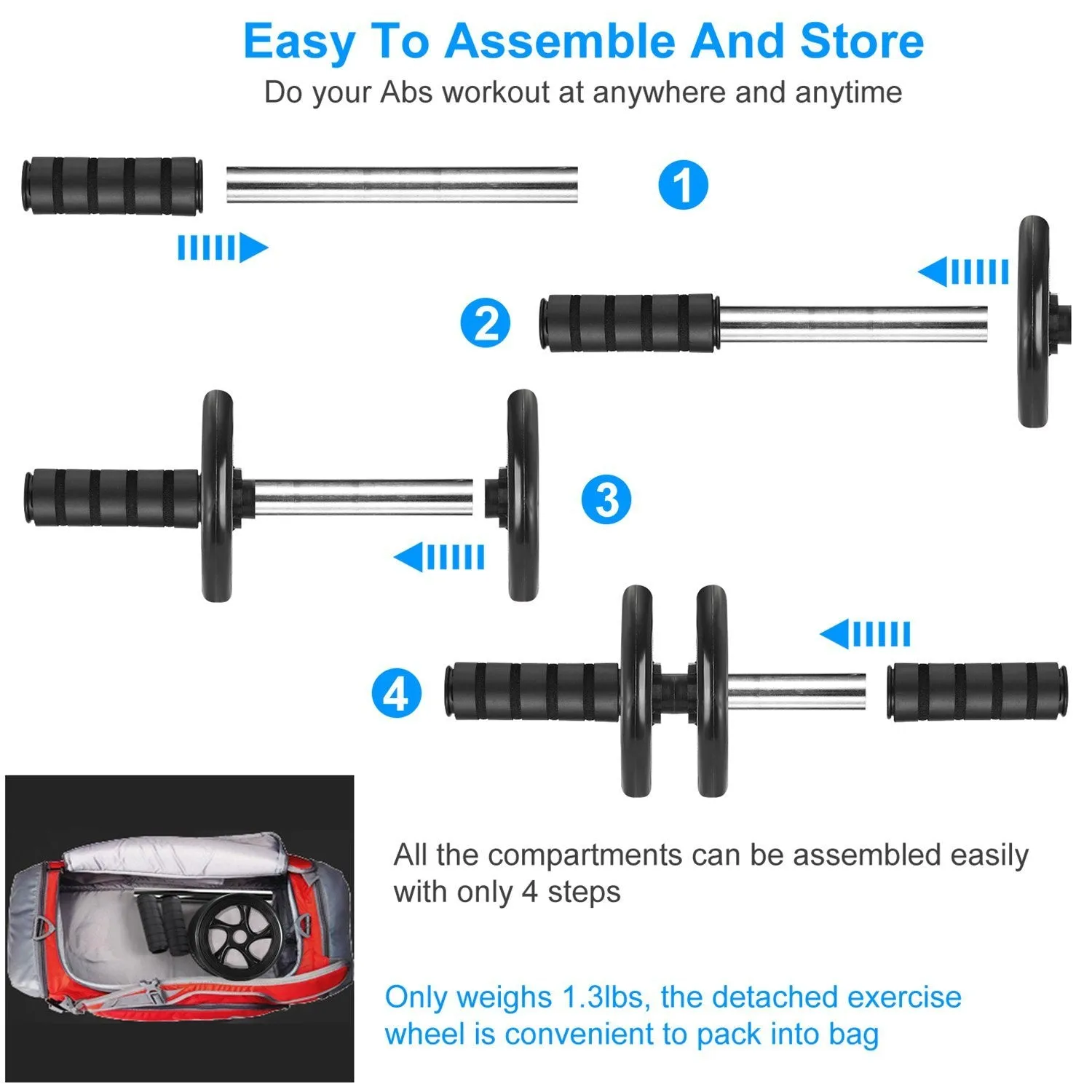 Ab Roller Wheel Fitness Exercise with Knee Pads