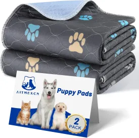 Aitmexcn Washable Puppy Dog Pee Pad, 2PCS 100% Waterproof Whelping Training Mat for Puppy/Senior Dog, Fast Drying Reusable Puppy Pads for Indoor, Outdoor and Car Travel- 18'' x 24''