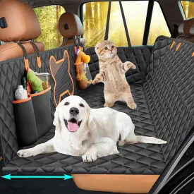 Back Seat Extender for Dogs, Large Space, Hard Bottom Car Seat Cover for Dogs, Waterproof Back Seat Pet Cover for Dog Hammock for Car (Black with Bone-Shaped Window, for Cars/SUV/Small Truck)