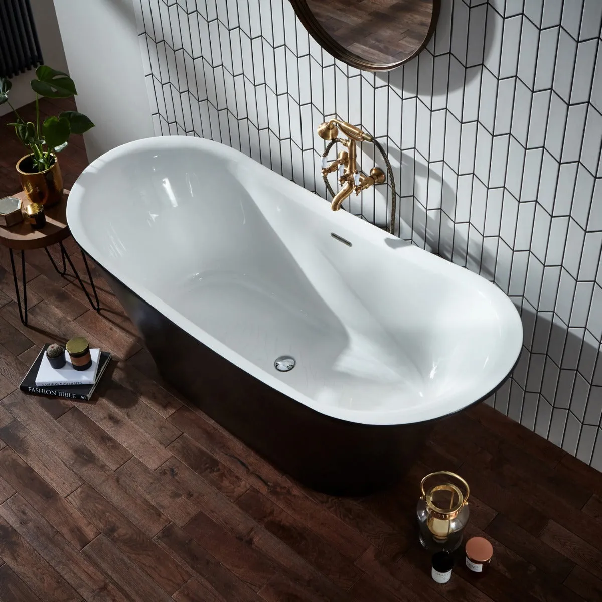 Black Freestanding Bath with Optional Plinth
