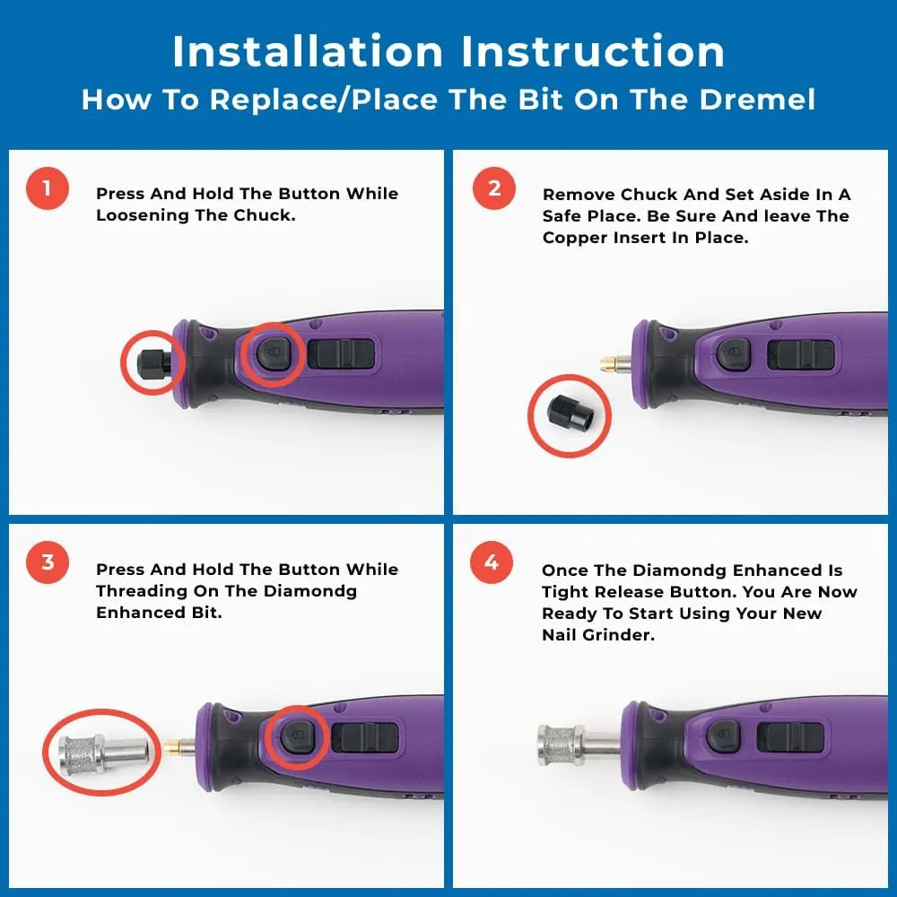 Diamondg - Professional Rotary Nail Grinder Bit - for Small Dogs - Painless Nail Trimmer Bits Won't Pull Hair or Get Hot - Pack of 1