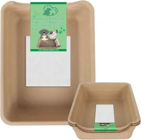 Disposable Litter Boxes for Cats, Low Entry Paper Litter Box, Paper Cat Litter Tray with One-time Pet Bath Towel Set 3PACKS with 1 Towel for Travel on Weekends or Trips of Short Holidays
