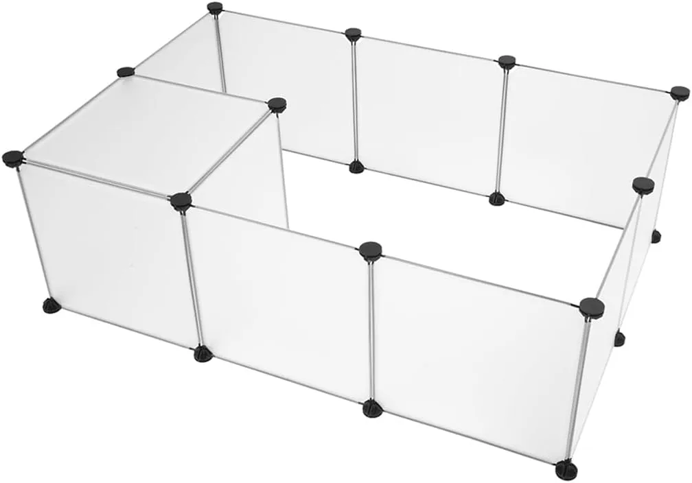 DIY Pet Playpen, Guinea Pig Cage for Indoor Outdoor Use Portable Metal Wire Fence Rabbit Cage for Small Animals, Guinea Pigs, Rabbits Kennel Crate Fence Tent (12 Panels, 14 X 14 Inch),Plastic