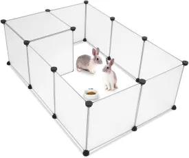 DIY Pet Playpen, Guinea Pig Cage for Indoor Outdoor Use Portable Metal Wire Fence Rabbit Cage for Small Animals, Guinea Pigs, Rabbits Kennel Crate Fence Tent (12 Panels, 14 X 14 Inch),Plastic