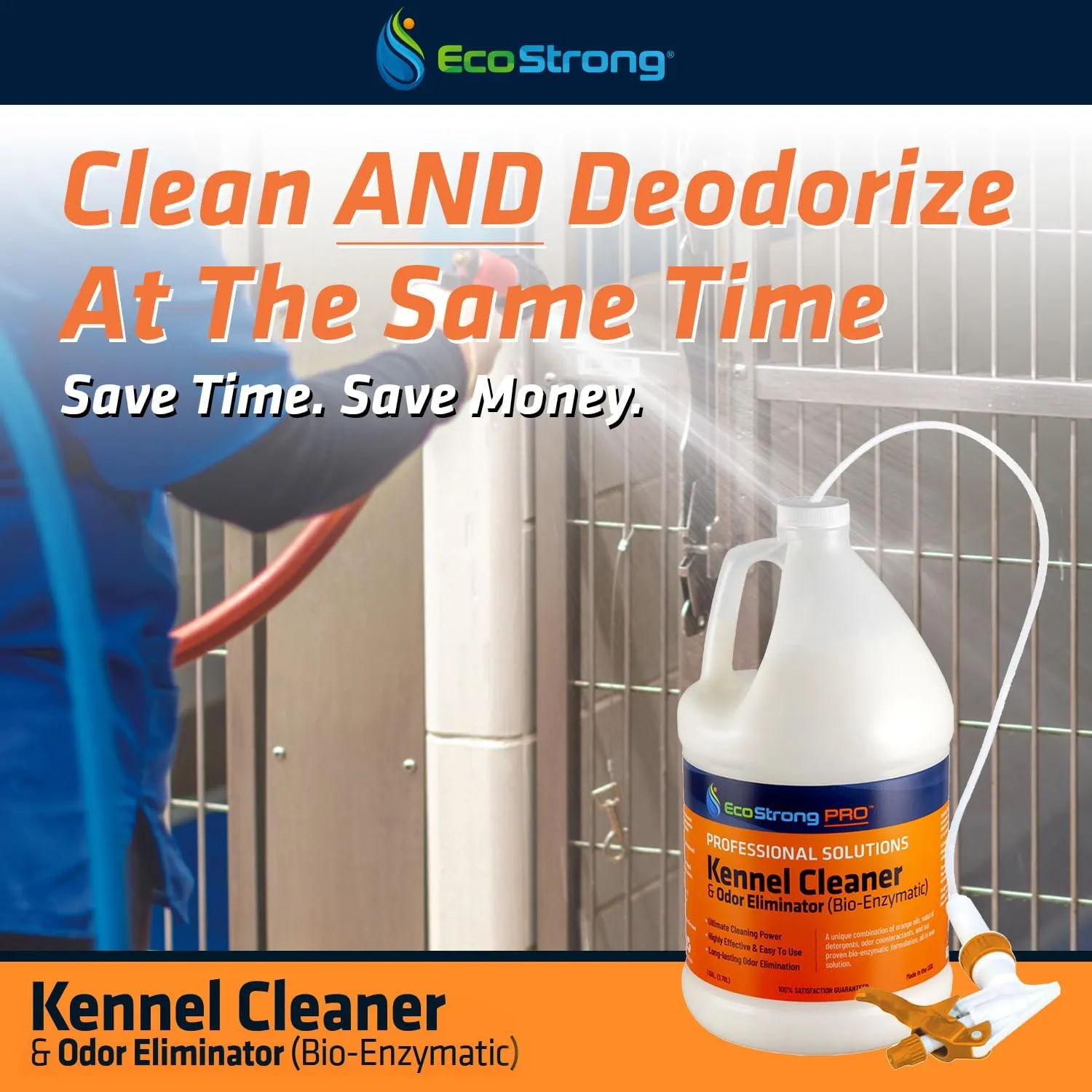 Dog Kennel Odor Eliminator Concentrate | Pet Odor Eliminator for Home and Outdoor Kennels | Multi-Surface Deodorizer and Cleaner - Natural Pet Safe Formula (128 Oz w Trigger Sprayer)