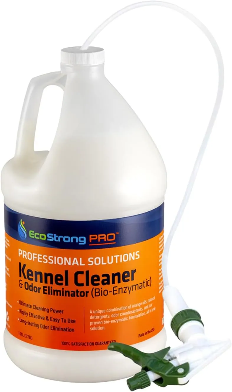 Dog Kennel Odor Eliminator Concentrate | Pet Odor Eliminator for Home and Outdoor Kennels | Multi-Surface Deodorizer and Cleaner - Natural Pet Safe Formula (128 Oz w Trigger Sprayer)