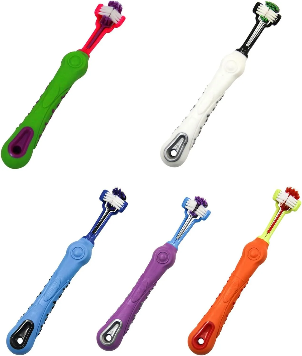 Dog Toothbrush for Dogs & Cats Care Triple-Head Puppy Toothbrush for Small Large Breed Dogs Teeth