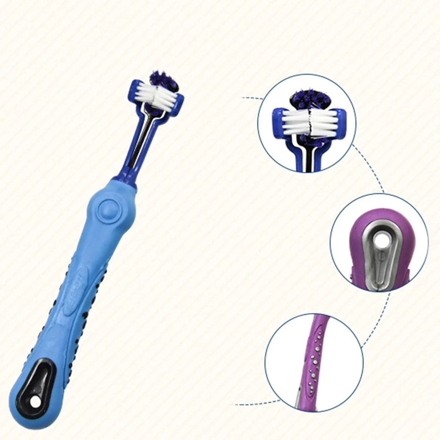 Dog Toothbrush for Dogs & Cats Care Triple-Head Puppy Toothbrush for Small Large Breed Dogs Teeth