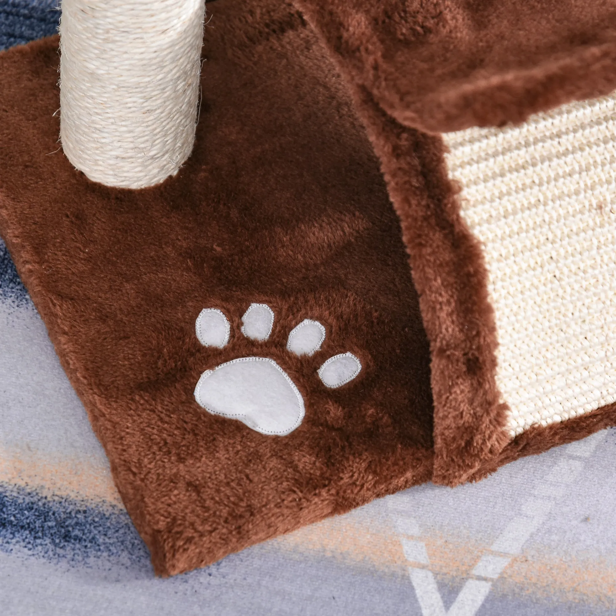 Elevated Cat Bed with Scratching Post, 43H-cm - Brown