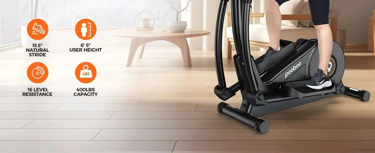 Elliptical Machine, Elliptical Exercise Machine with 16-Level Resistance&Hyper-Quiet Magnetic Driving System, Elliptical