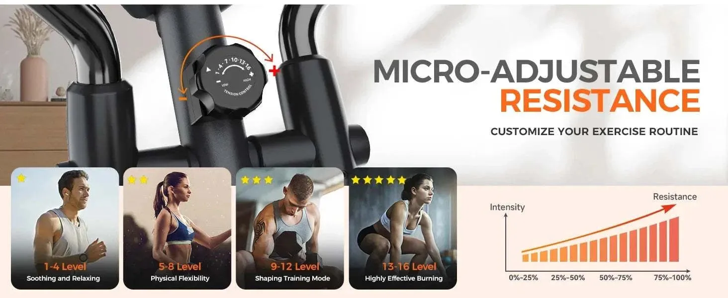 Elliptical Machine, Elliptical Exercise Machine with 16-Level Resistance&Hyper-Quiet Magnetic Driving System, Elliptical