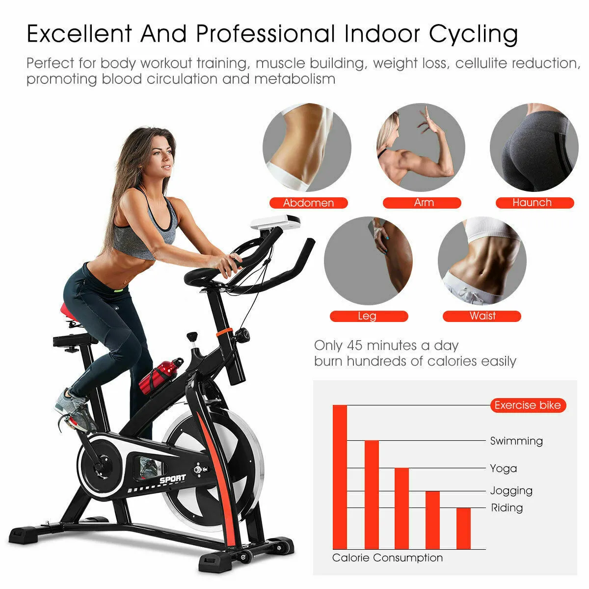 Exercise Indoor Bike  Cardio Adjustable Gym Workout
