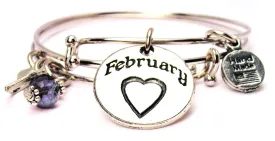 February Circle Expandable Bangle Bracelet Set