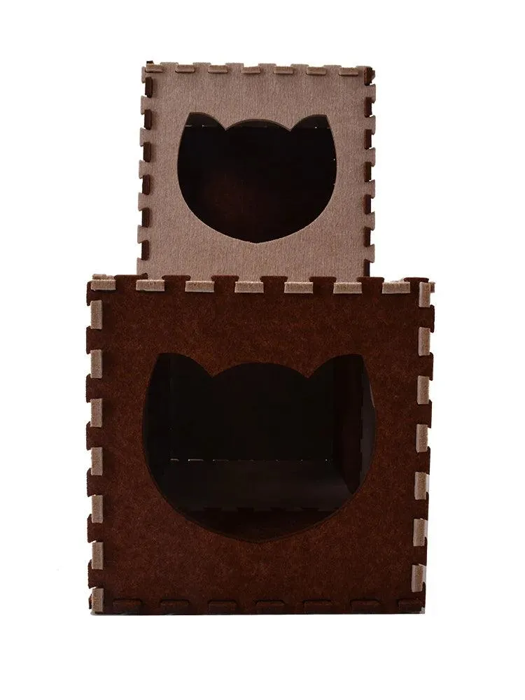 Foldable Box Cat Condo with Scratcher Board