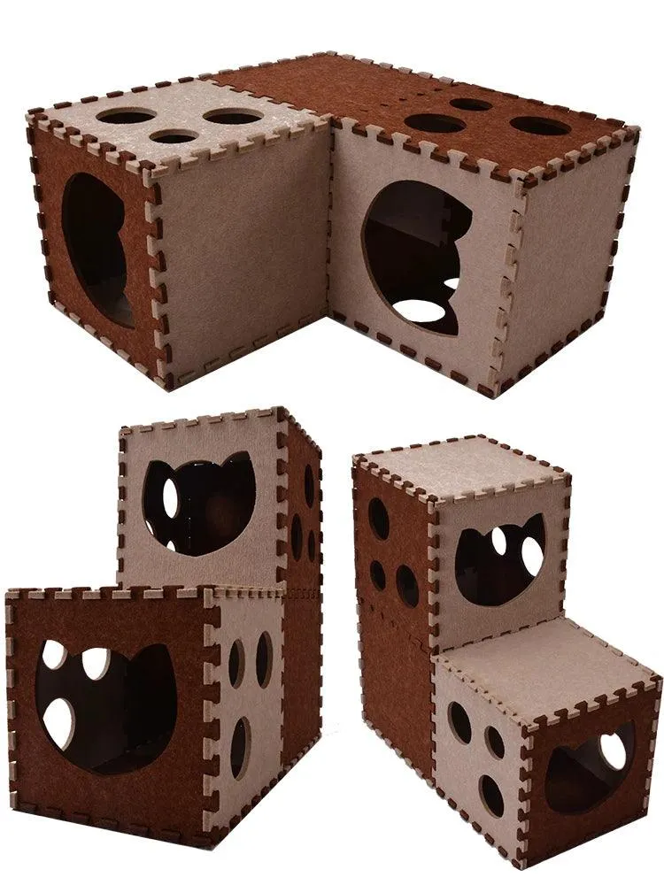 Foldable Box Cat Condo with Scratcher Board