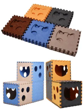 Foldable Box Cat Condo with Scratcher Board