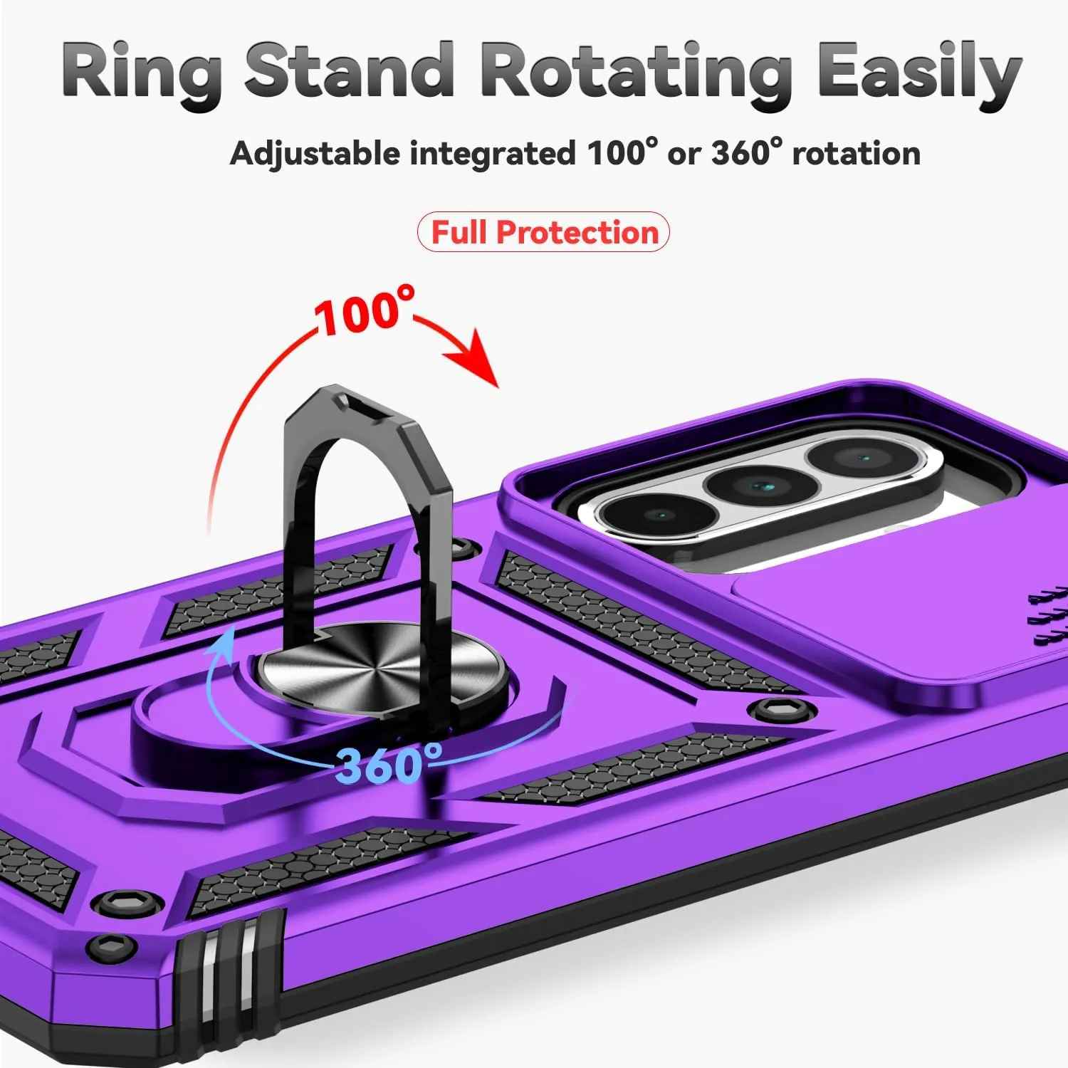 for Galaxy A36 5G Phone Case,Galaxy A36 5G Case,with Screen Protectors and Camera Cover,[Military Grade] 16ft.Drop Tested Cover with Magnetic Kickstand Protective Case for Samsung A36 5G, Purple