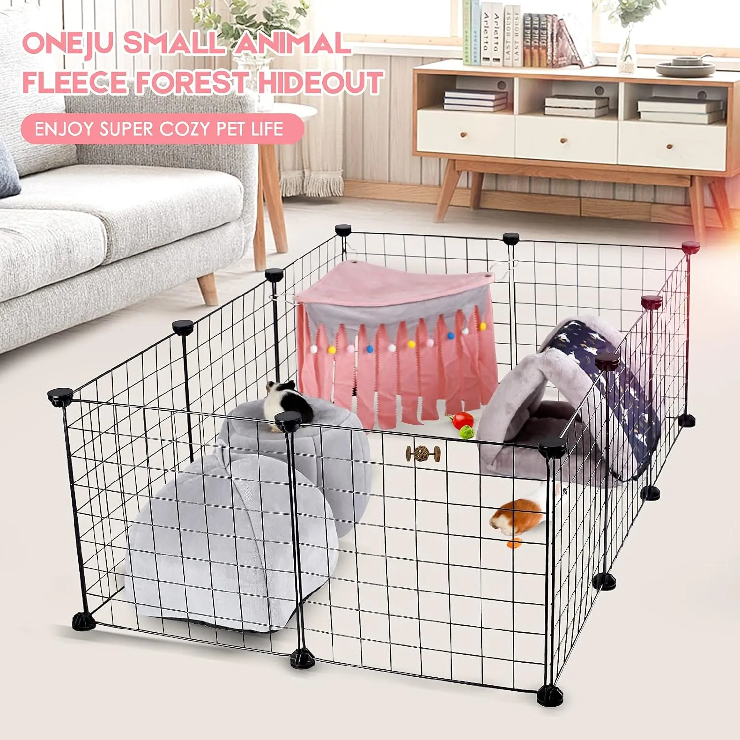 Guinea Pig Hideout - Pink, Suitable for Guinea Pigs, Rabbits, Chinchillas & Hamsters - No Metal Fences
