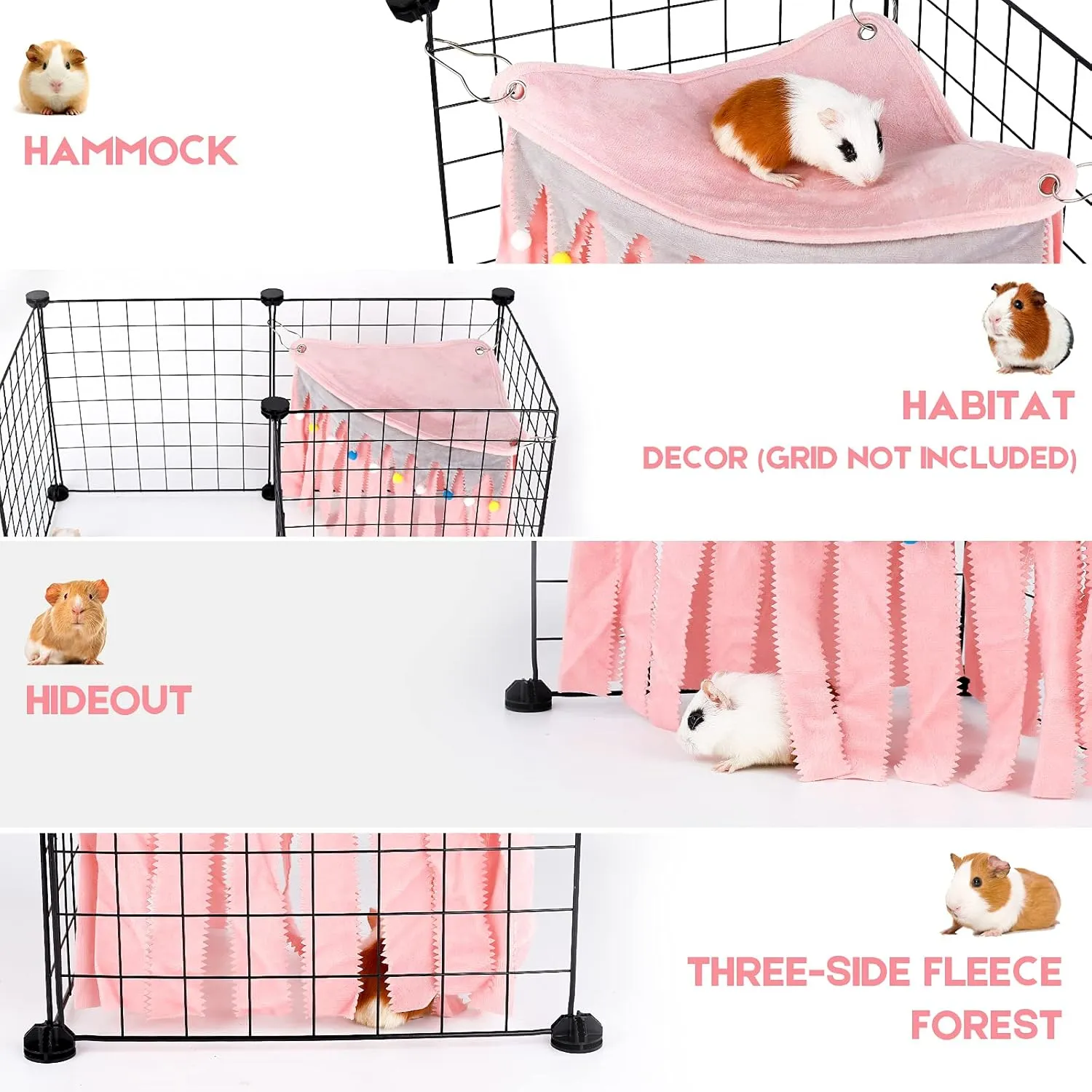 Guinea Pig Hideout - Pink, Suitable for Guinea Pigs, Rabbits, Chinchillas & Hamsters - No Metal Fences