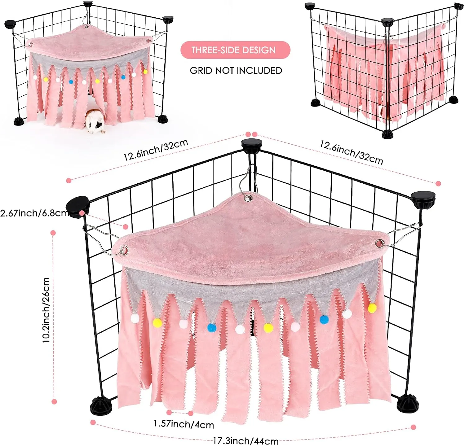 Guinea Pig Hideout - Pink, Suitable for Guinea Pigs, Rabbits, Chinchillas & Hamsters - No Metal Fences