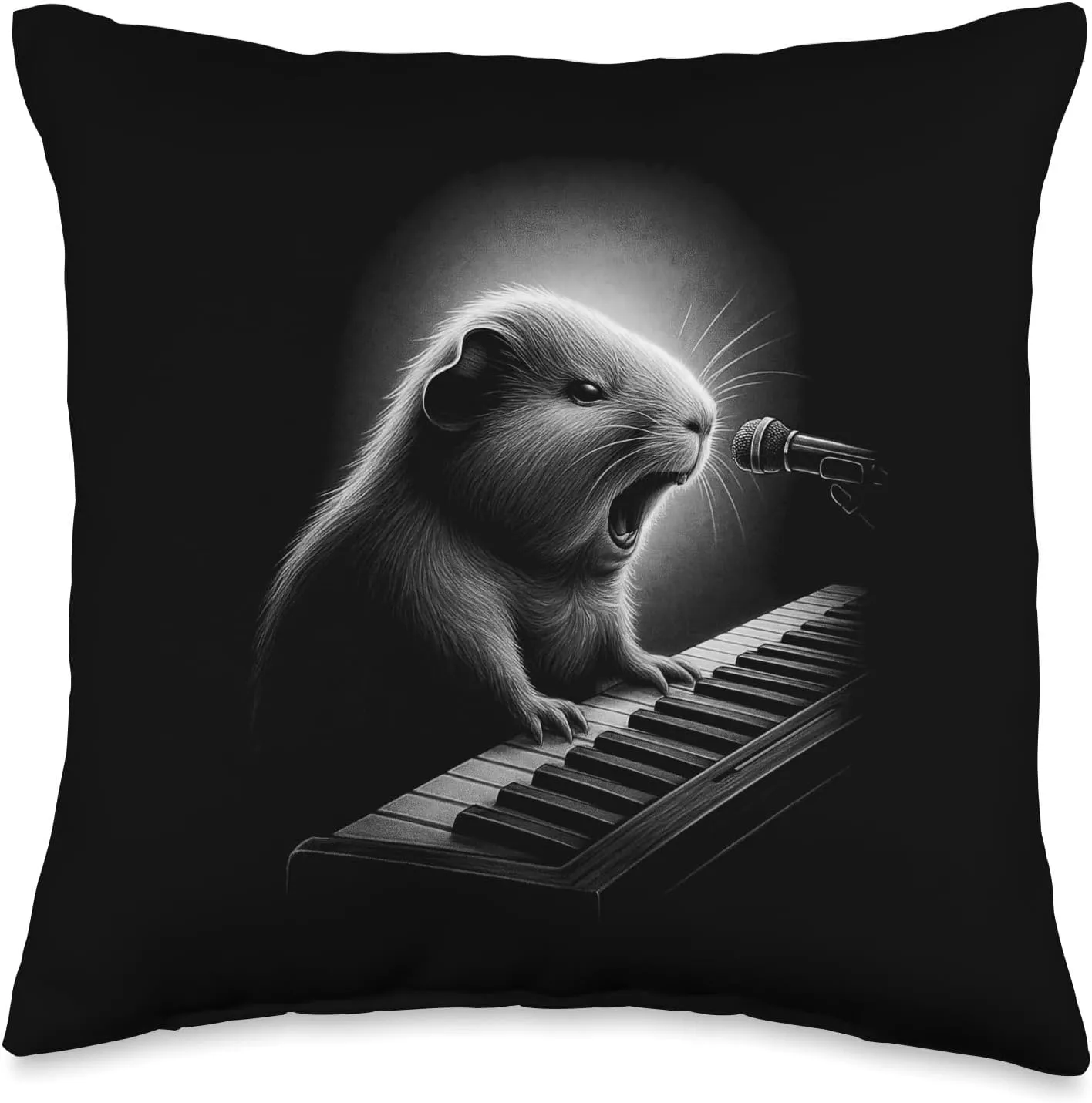 Guinea Pig Playing Keyboard Piano Player Pet Lover Throw Pillow