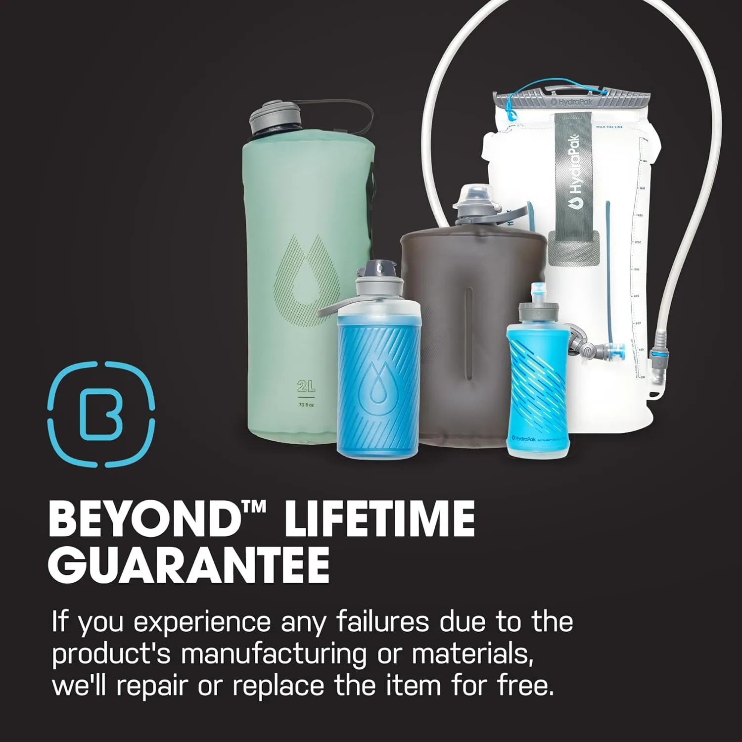 HydraPak Flux - Collapsible Backpacking Water Bottle (750ml, 1L, 1.5L) - BPA Free, Ultra Light, Spill-Proof Twist Cap