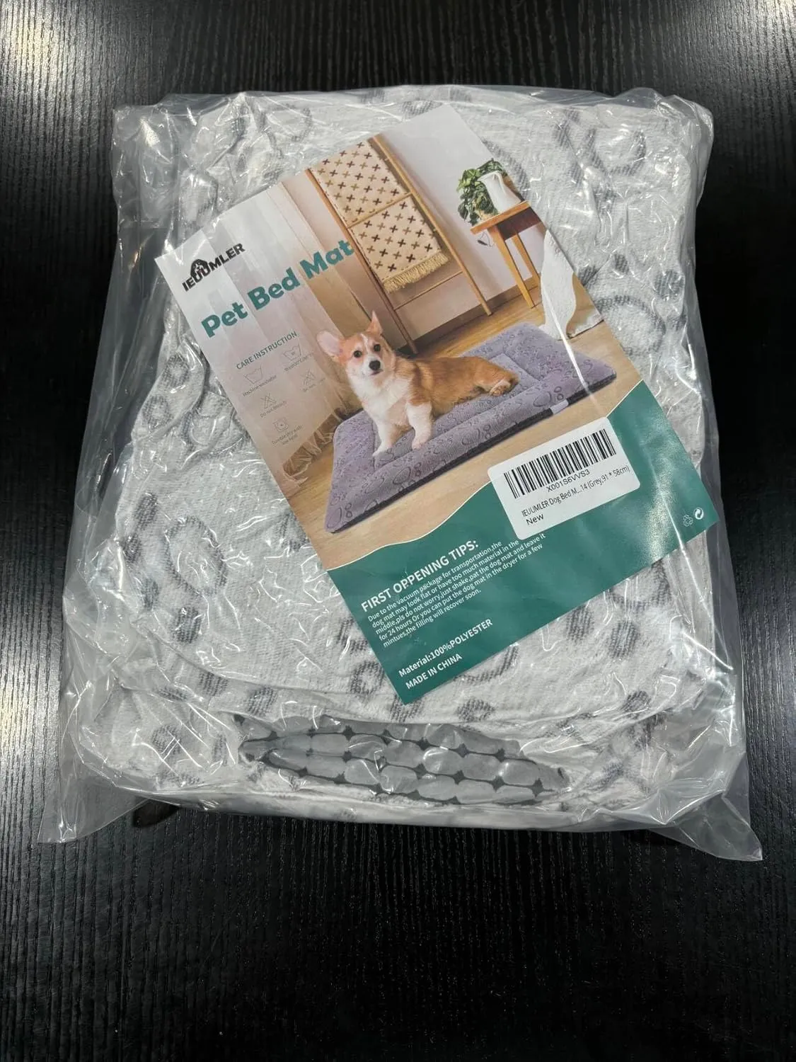 IEUUMLER Dog Bed, Reversible Washable Bed Mat, Soft Premium Plush Dog Crate Pad, Pet Cushion Sleeping Mattress for Small/Medium/Large Dogs and Cats FC014 (Gray,30"*20")