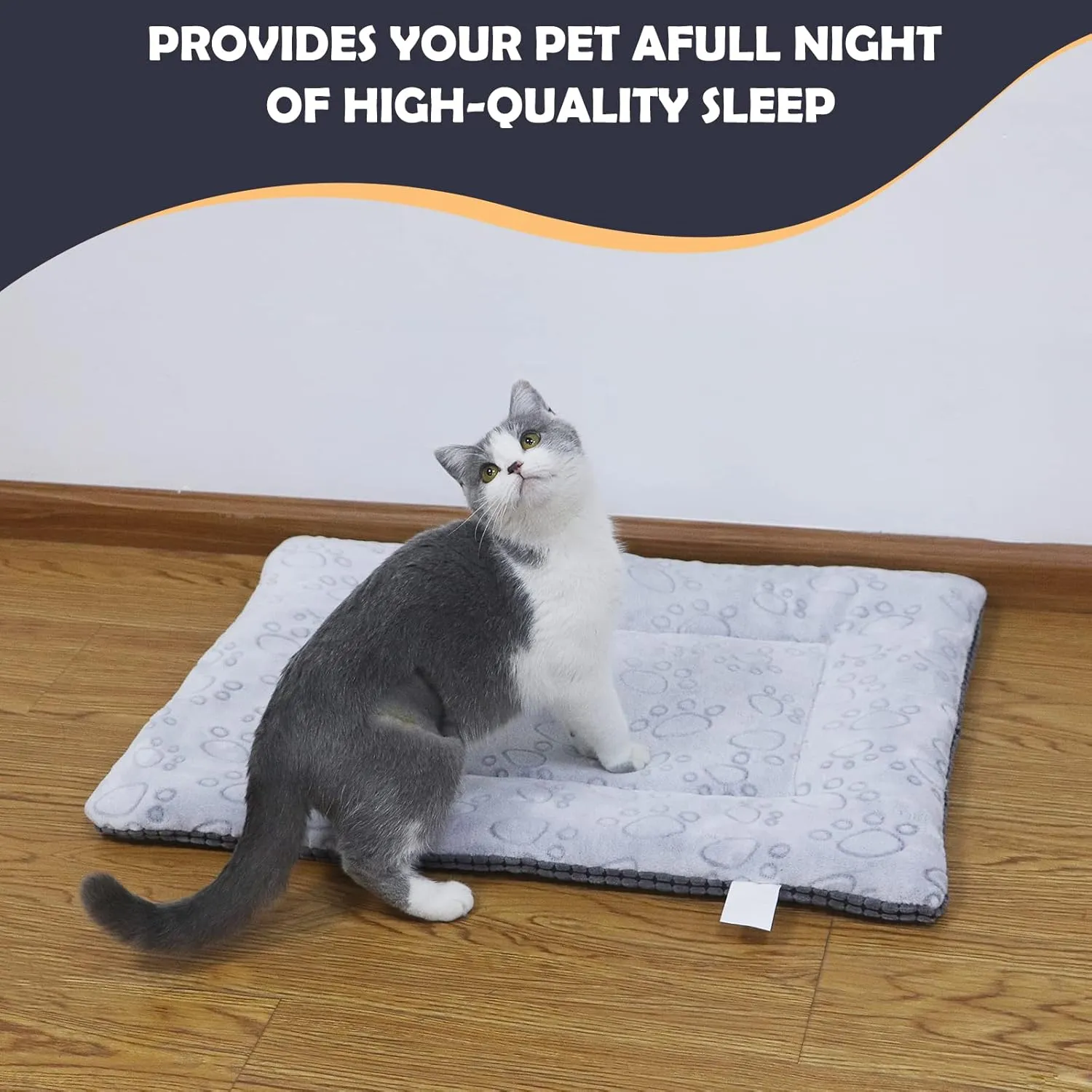 IEUUMLER Dog Bed, Reversible Washable Bed Mat, Soft Premium Plush Dog Crate Pad, Pet Cushion Sleeping Mattress for Small/Medium/Large Dogs and Cats FC014 (Gray,30"*20")