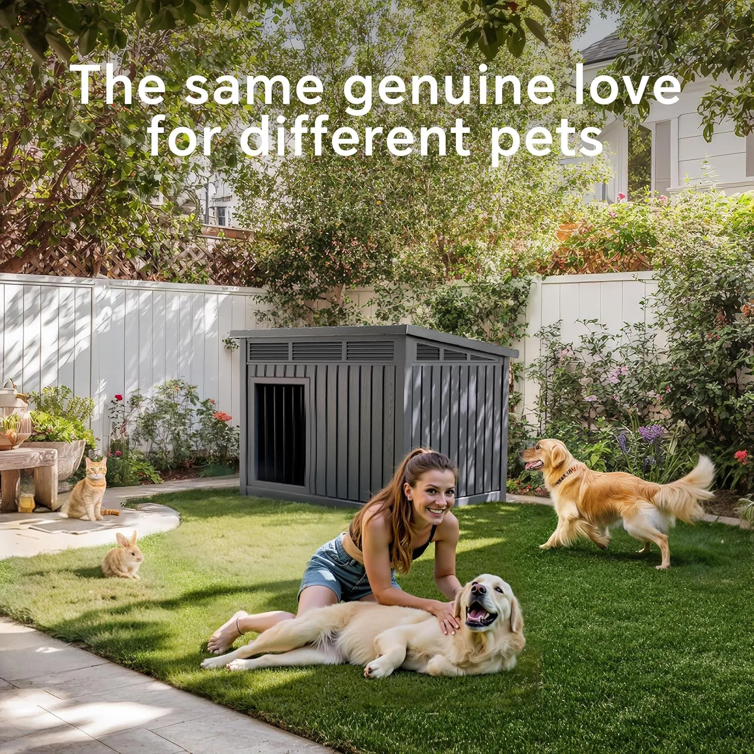 Indoor Outdoor Dog House Dog Kennel for Winter with Weatherproof Roof,Removable Floors,Raised Feet for Medium to Large Dogs,Gray (42.87 * 32.95 * 31.61 INCH)