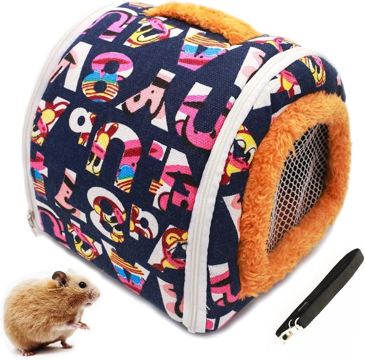 KAMEIOU Soft Small Animal Pet Chinchilla Hamter Small Guinea Pig Hedgehog Carrier Bag with Portable Handle and Detachable Shoulder Strap 8 x 8 Inches Warm Small Pet Carrier Pounch Bag