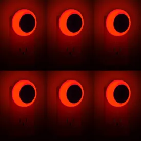 KINUR 6 Pack Red LED Plug into Wall with Dusk to Dawn sensors Plug in Night Lights for Kids Room, Bedroom, Bathroom, Baby Nursery,Stair Lights, Hallway Light
