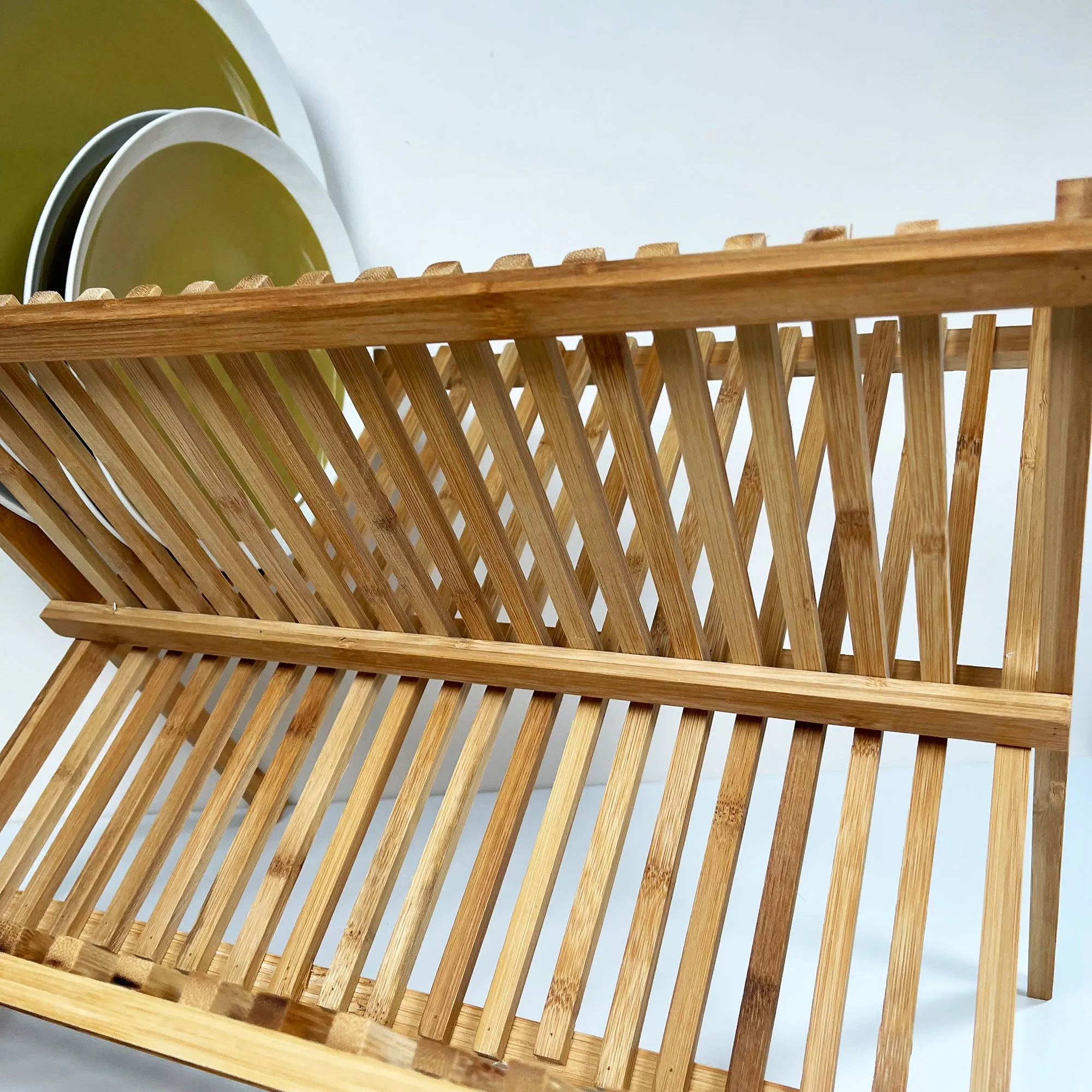 Large Bamboo 19 Slot Dish Rack