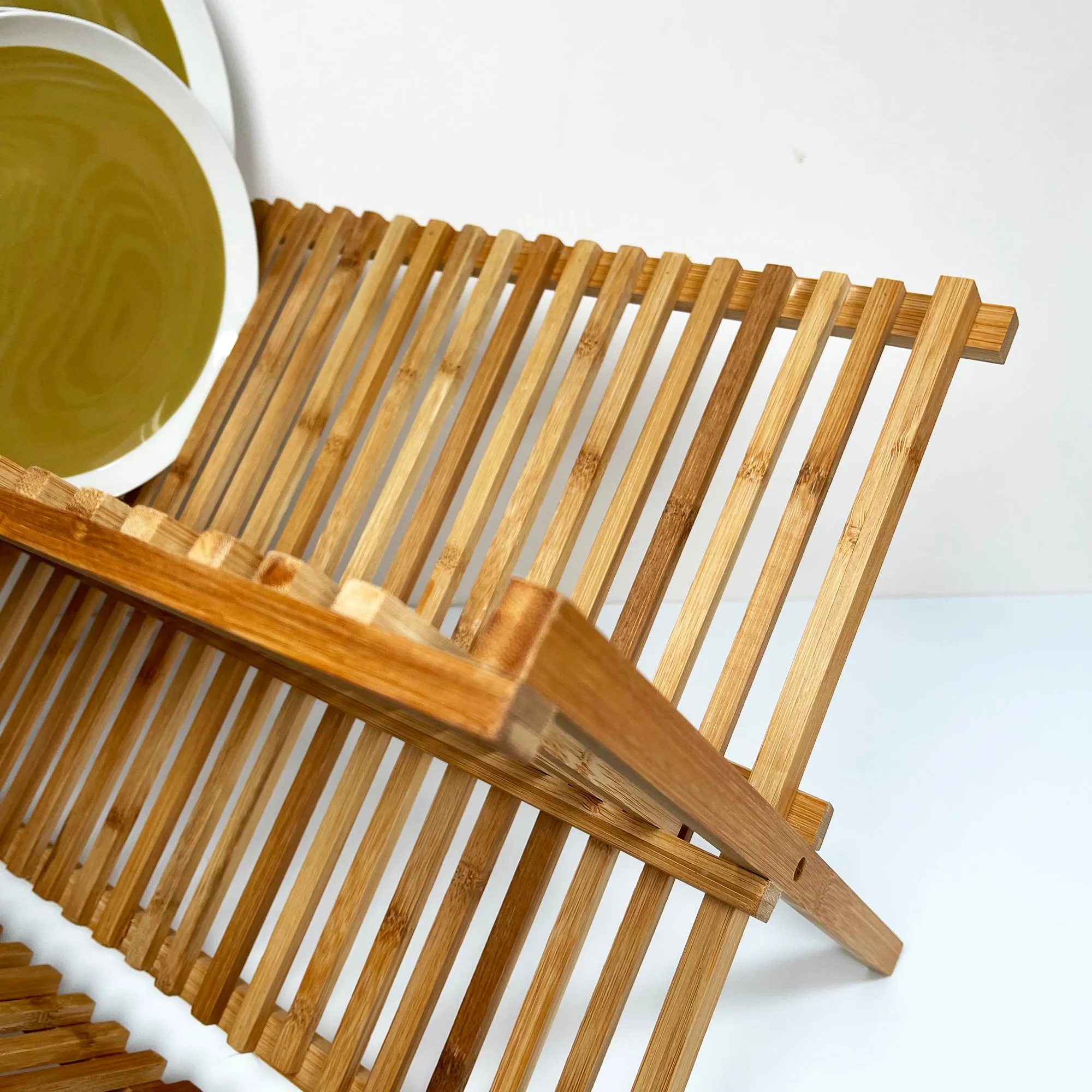 Large Bamboo 19 Slot Dish Rack