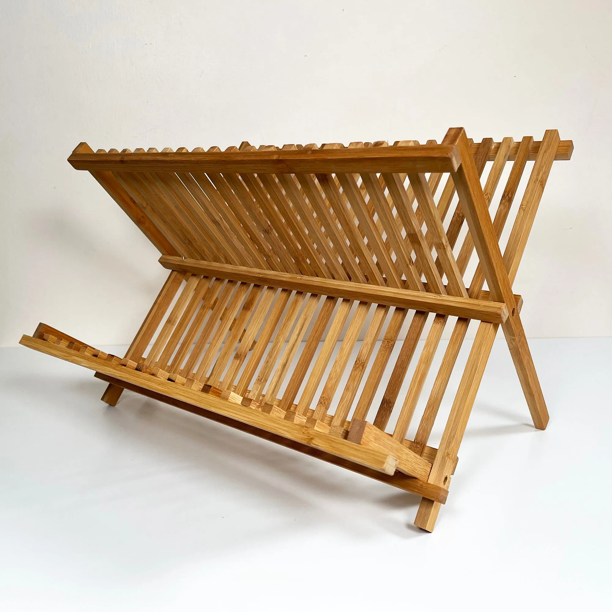 Large Bamboo 19 Slot Dish Rack