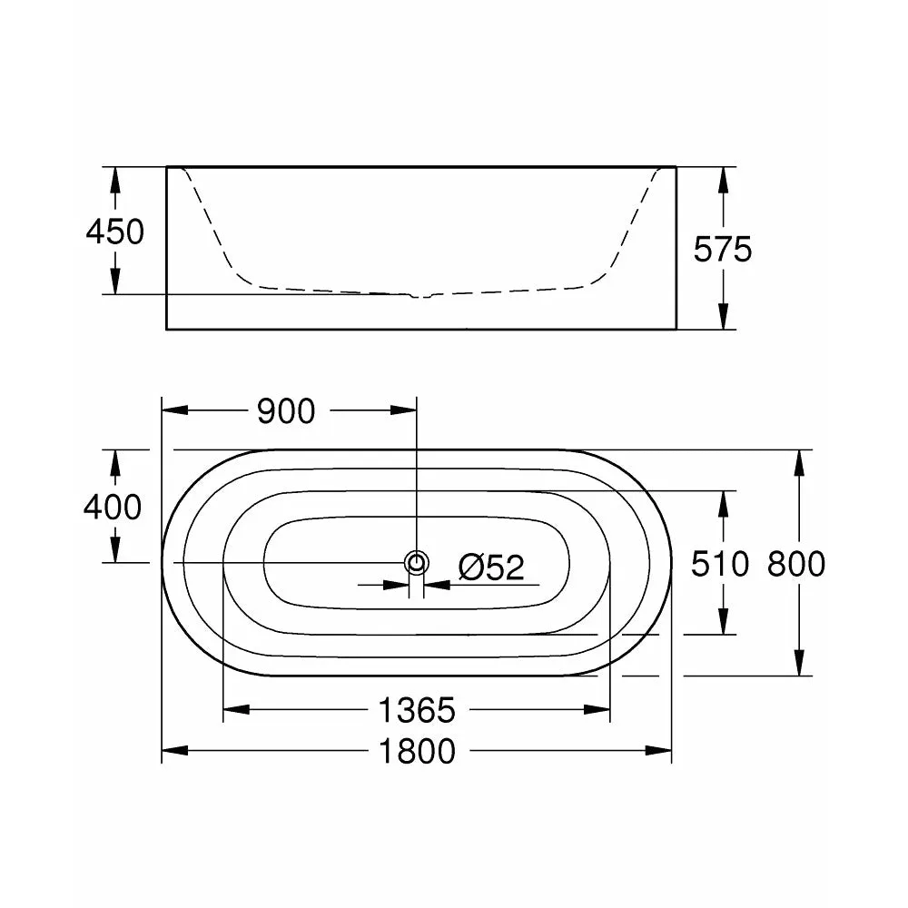 Large Freestanding Oval Bath 1800 x 800mm - Grohe | Essence